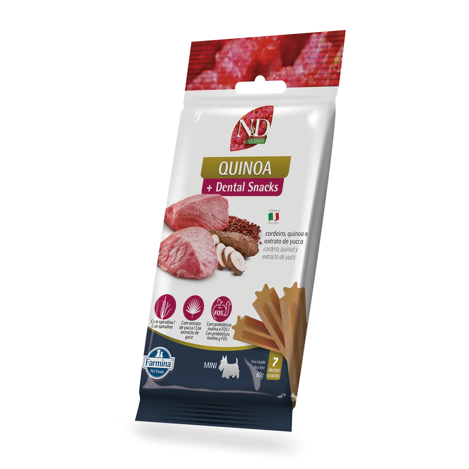 Petisco Dental N&D Quinoa Cães Mini e Pequenos Cordeiro, Quinoa e Extrato de Yucca